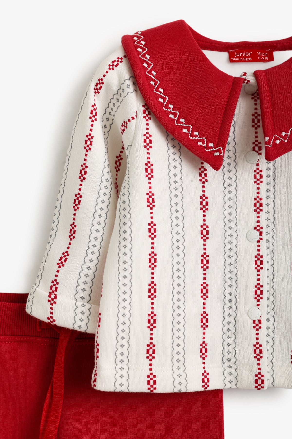 Junior Baby Set of 2 - Folk Stripe Red