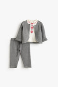 Junior Baby Set of 3 - Folk Embroidery Grey