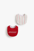 Junior Baby Bib Set of 2 - Folk Red