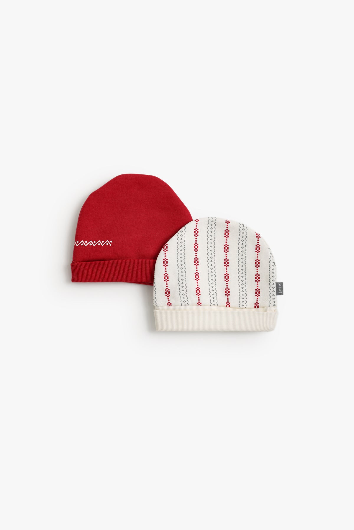 Junior Baby Cap Set of 2 - Folk Red