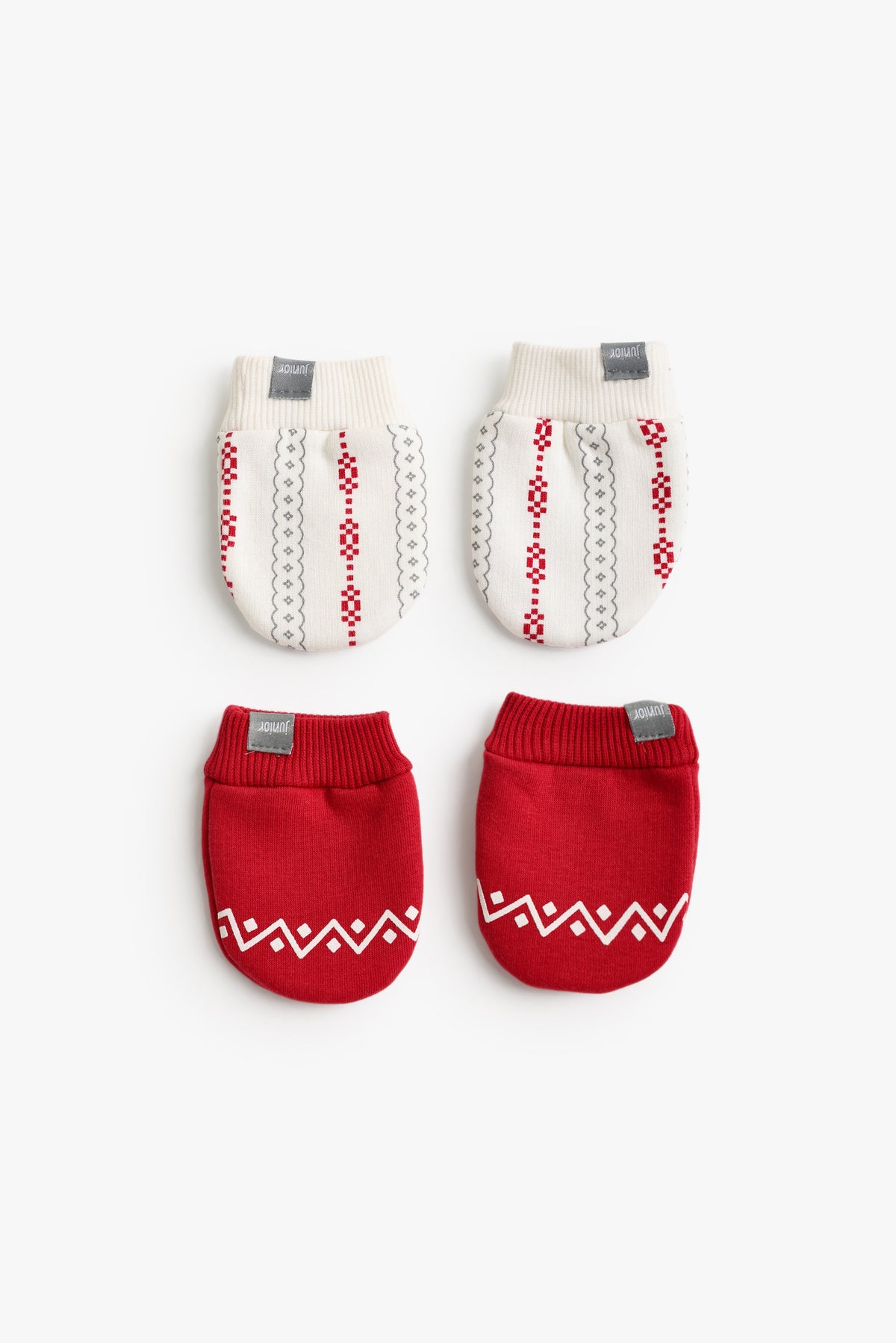 Junior Baby Mittens Set of 2 - Folk Red