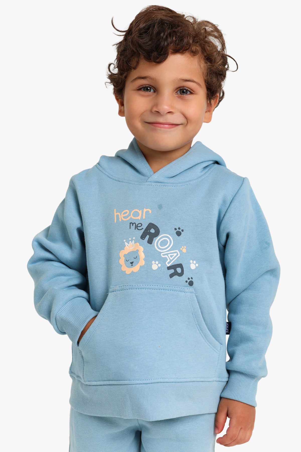 Junior Boys Hooded Pyjama Set - Hear Me Roar Teal