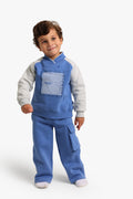Junior Boys Raglan Pyjama Set - Blue & Grey