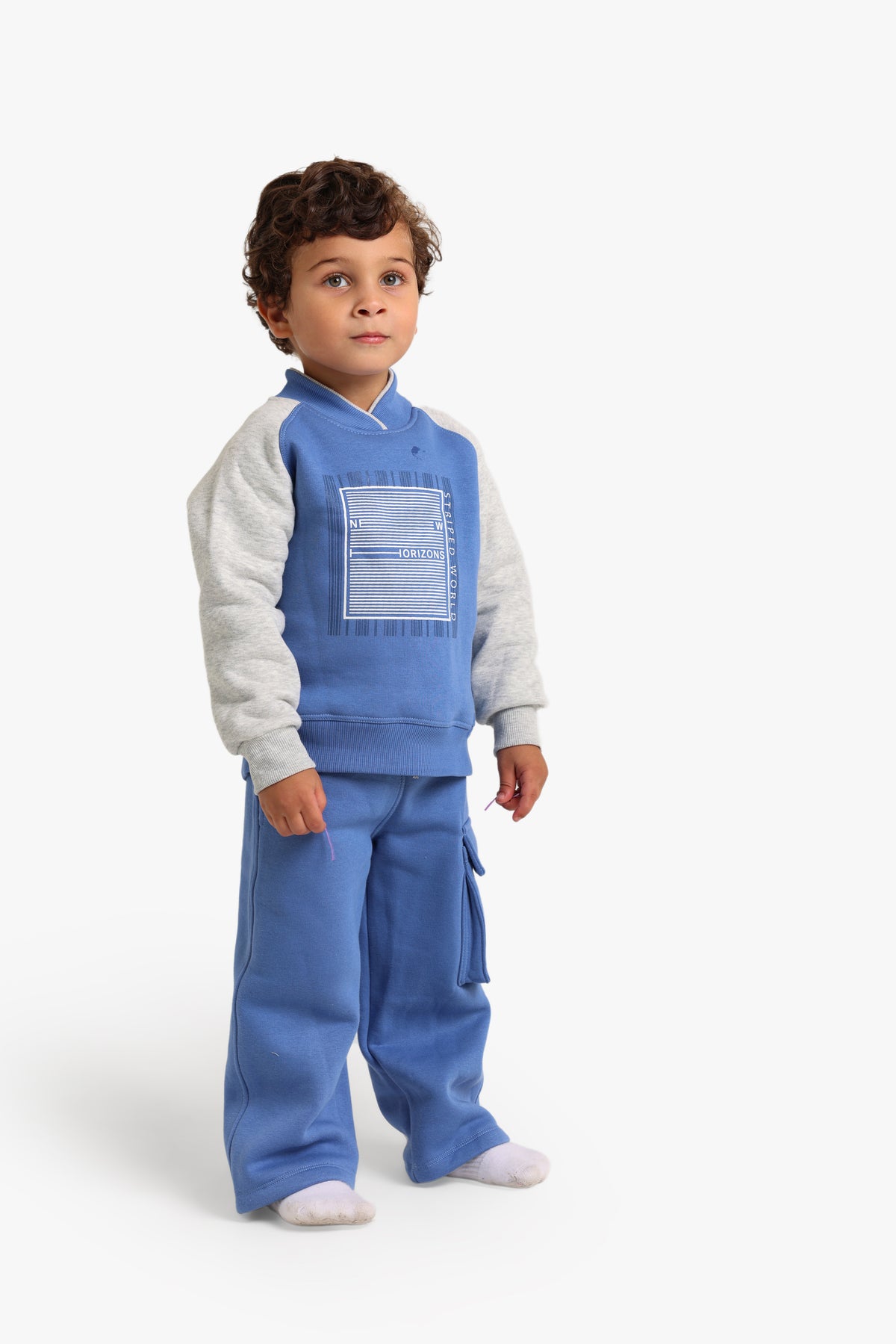 Junior Boys Raglan Pyjama Set - Blue & Grey