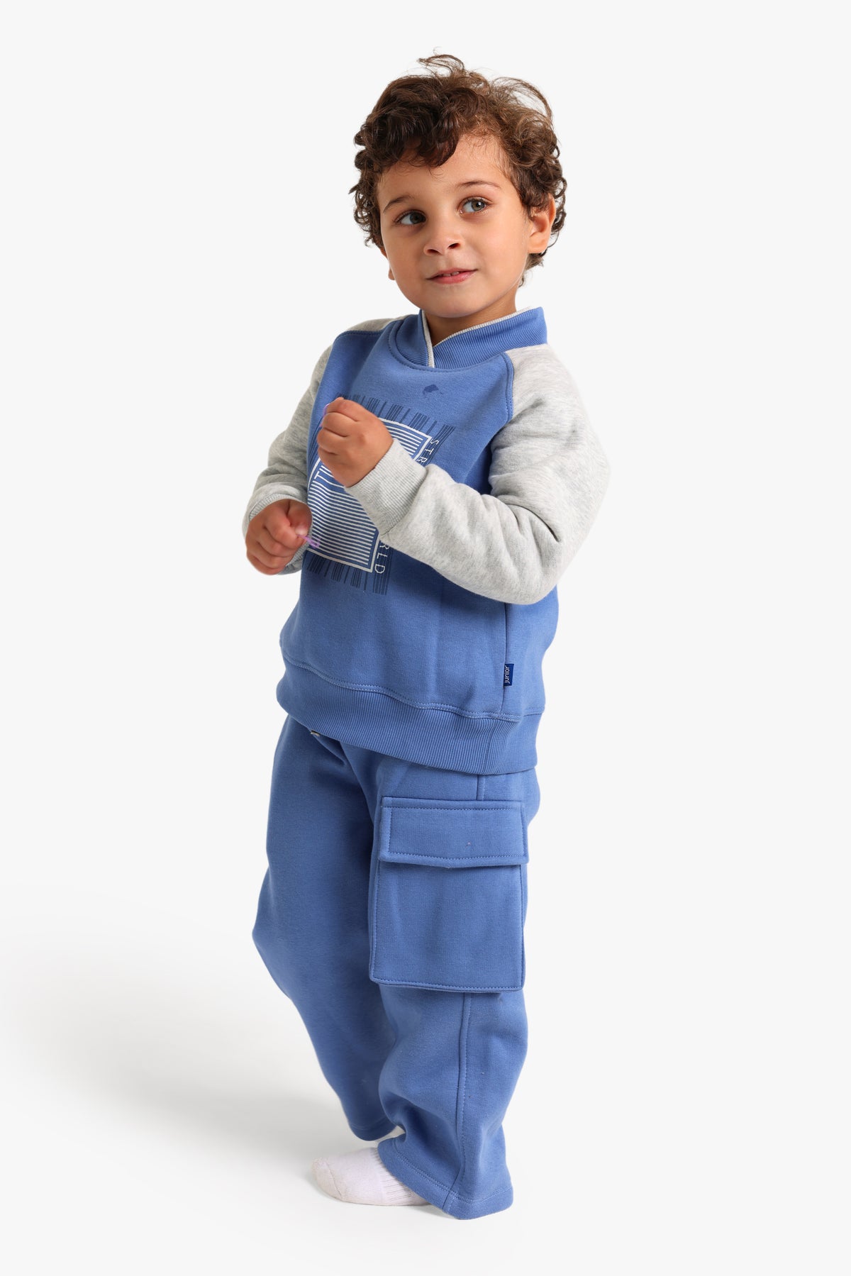 Junior Boys Raglan Pyjama Set - Blue & Grey