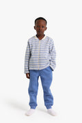 Junior Boys Striped Zip-Through Pyjama Set - Blue