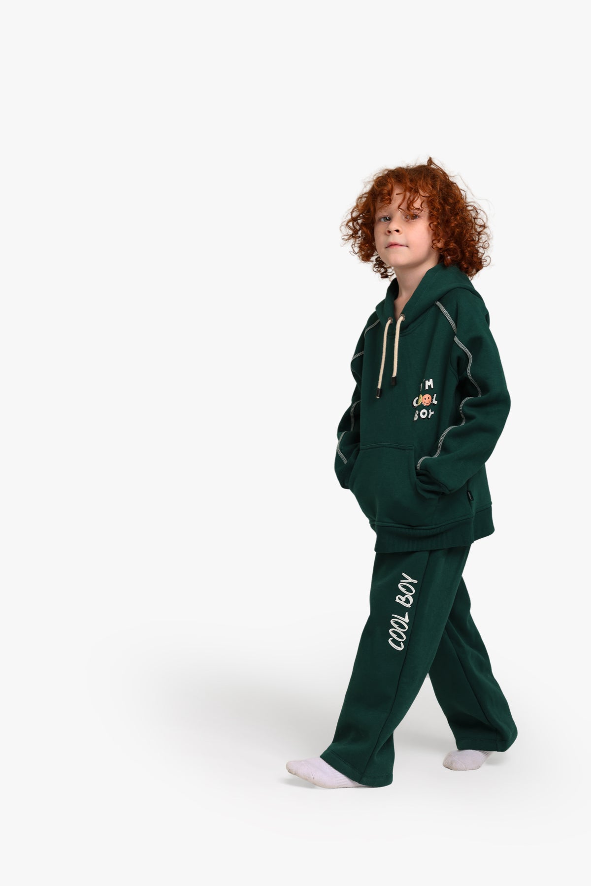 Junior Boys Hooded Pyjama Set - Forest Green