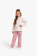Junior Girls Striped Pyjama Set - Cream & Pink
