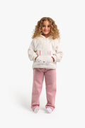 Junior Girls Half-Zip Pyjama Set - Bunny Cream & Pink