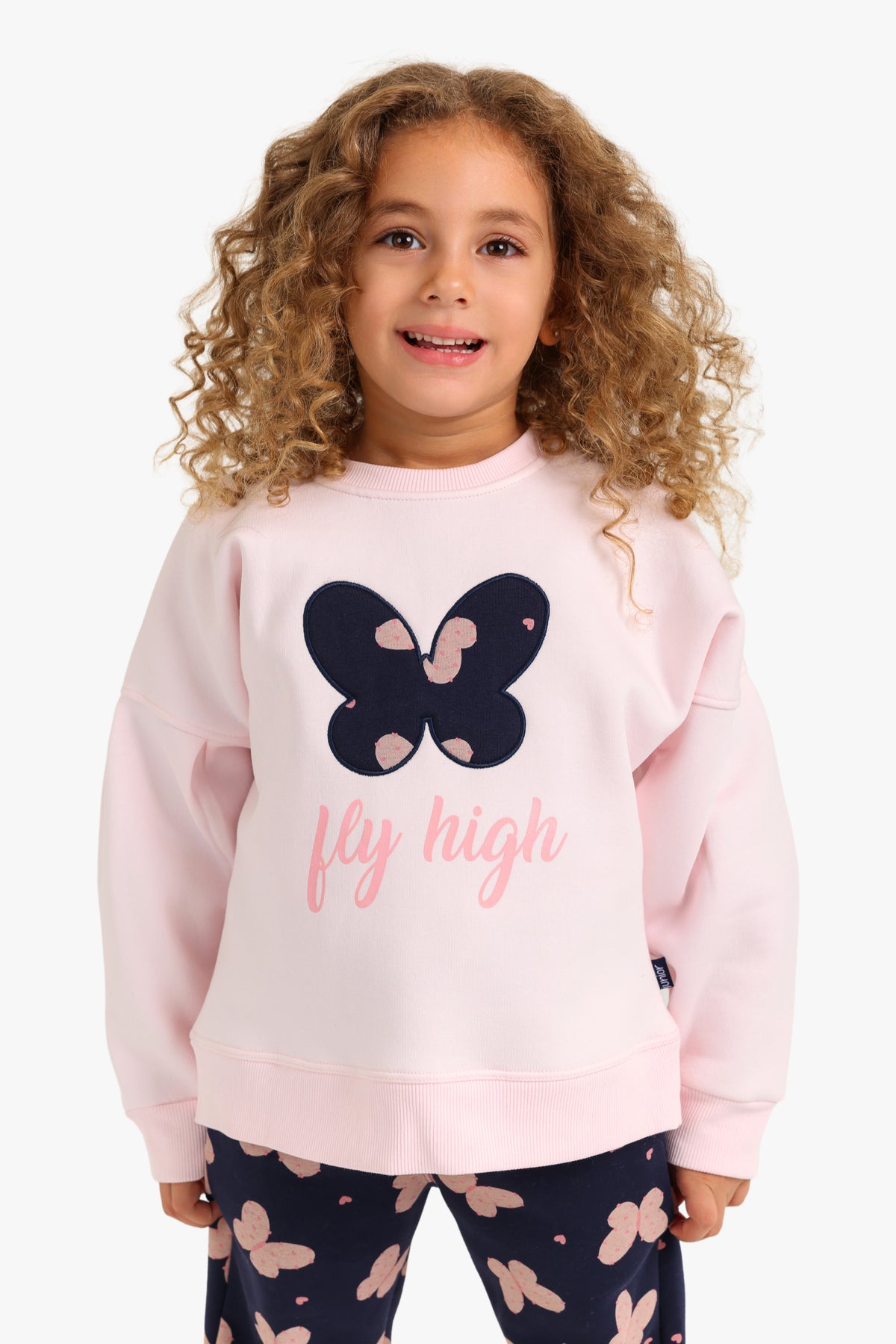 Junior Girls Pyjama Set - Butterfly Pink & Navy