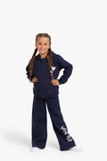 Junior Girls Zip-Through Hooded Pyjama Set - Navy