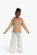 Junior Girls Zip-Through Pyjama Set - Floral Beige