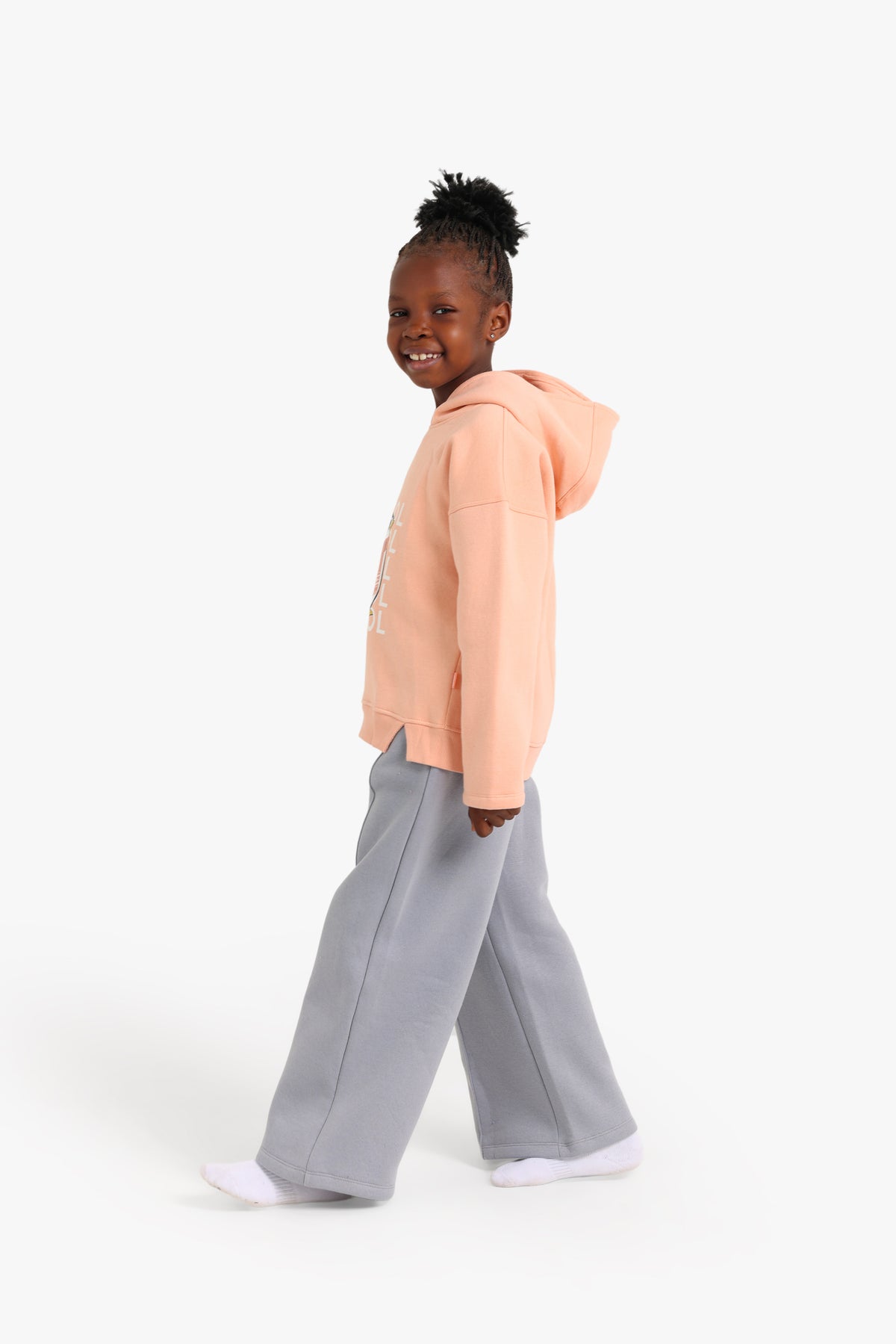 Junior Girls Hooded Pyjama Set - Penguin Peach & Grey