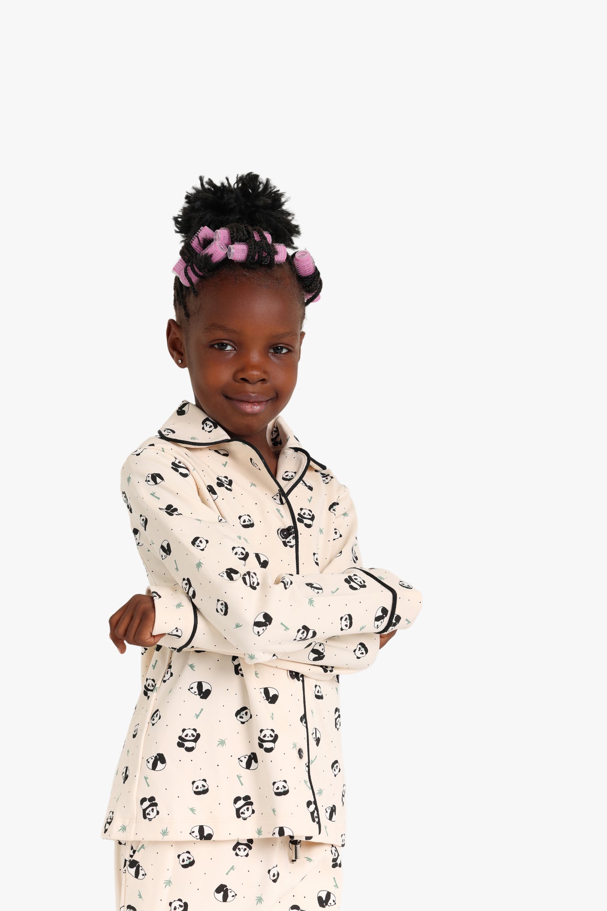 Junior Girls Classic Pyjama Set - Panda Print Cream
