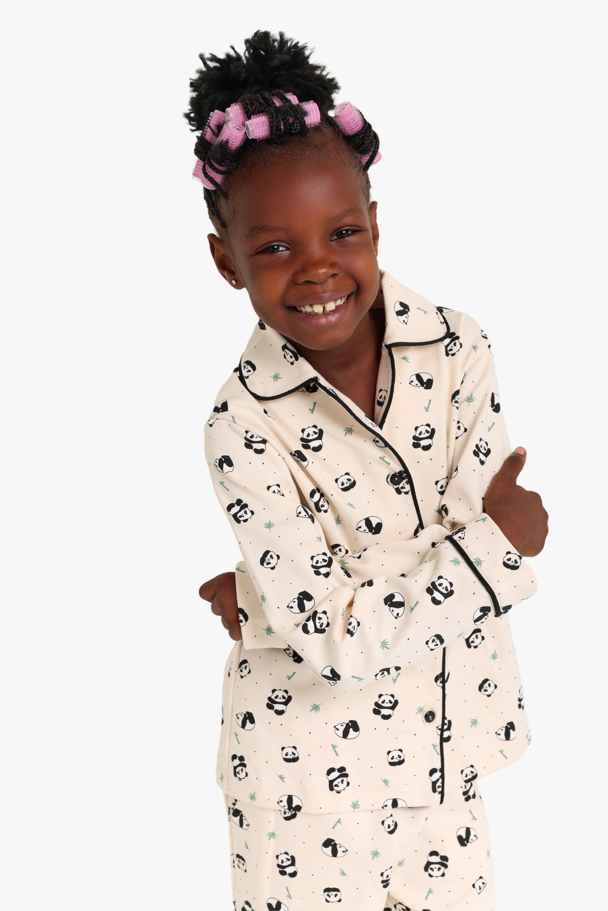 Junior Girls Classic Pyjama Set - Panda Print Cream