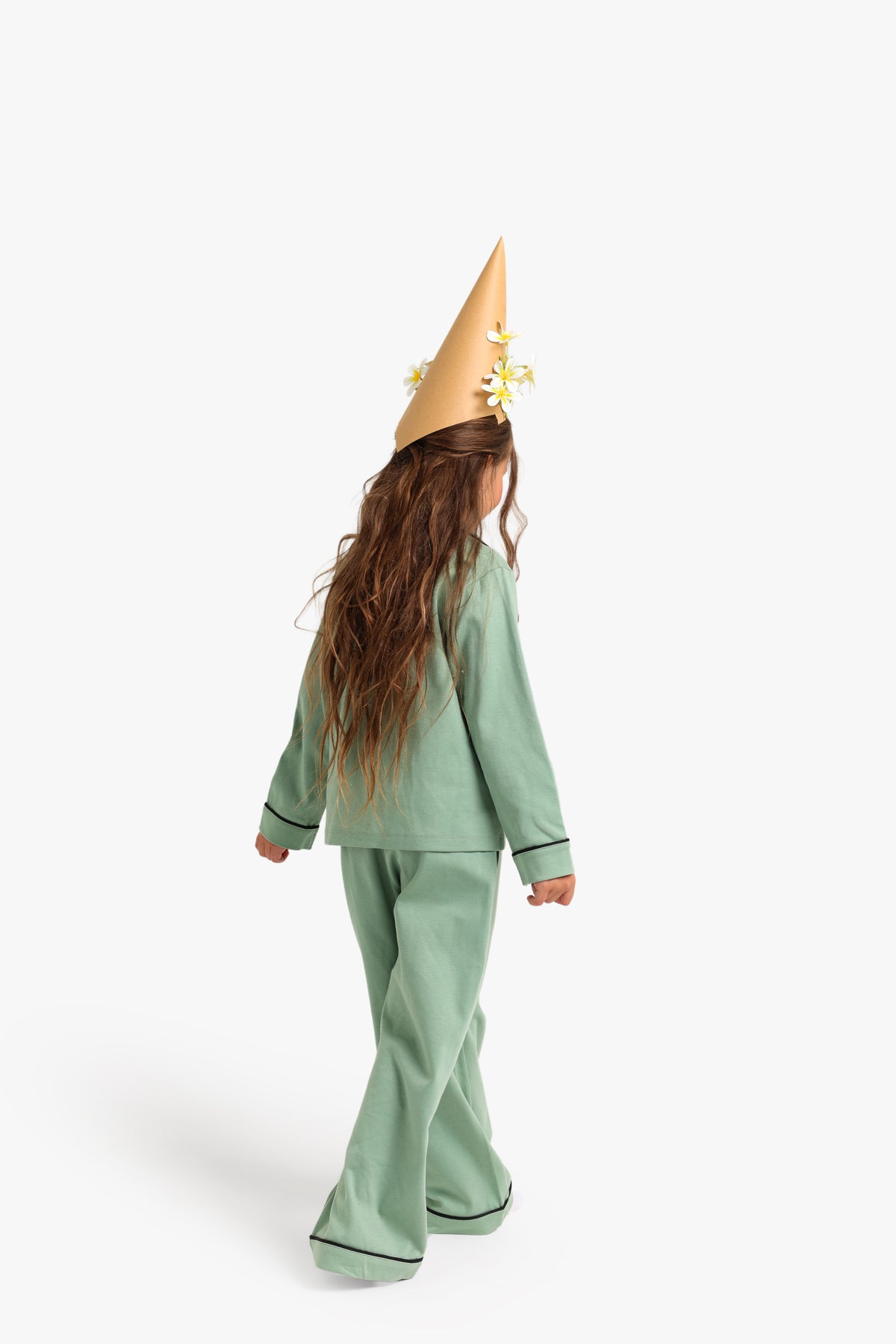Junior Girls Classic Pyjama Set - Panda Sage Green