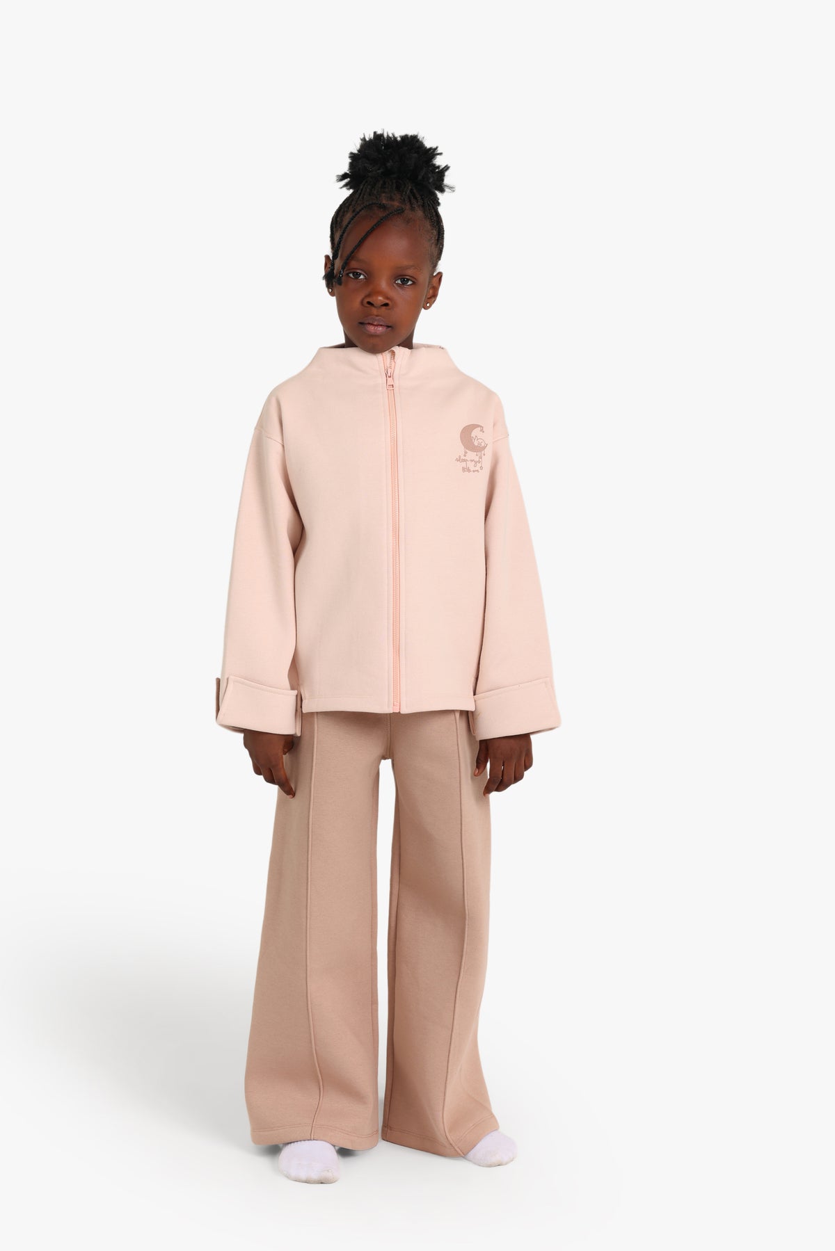 Junior Girls Zip-Through Pyjama Set - Blush Pink