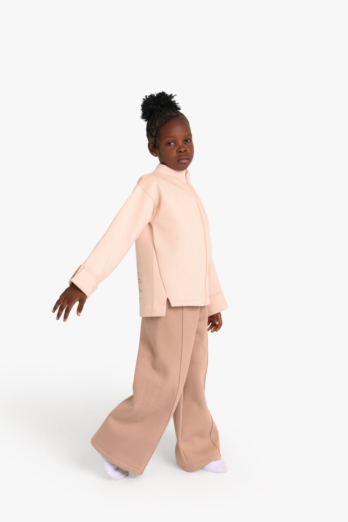 Junior Girls Zip-Through Pyjama Set - Blush Pink