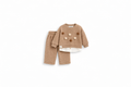 Girls' Crochet Flower Knit Set - Camel