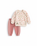 Girls' Floral Print Piped Fleece Set - Rose