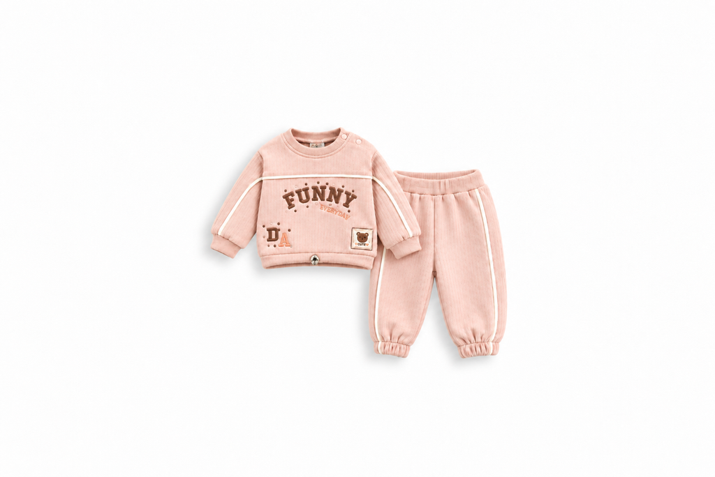 Girls' Funny Bear Sweat Set - Blush