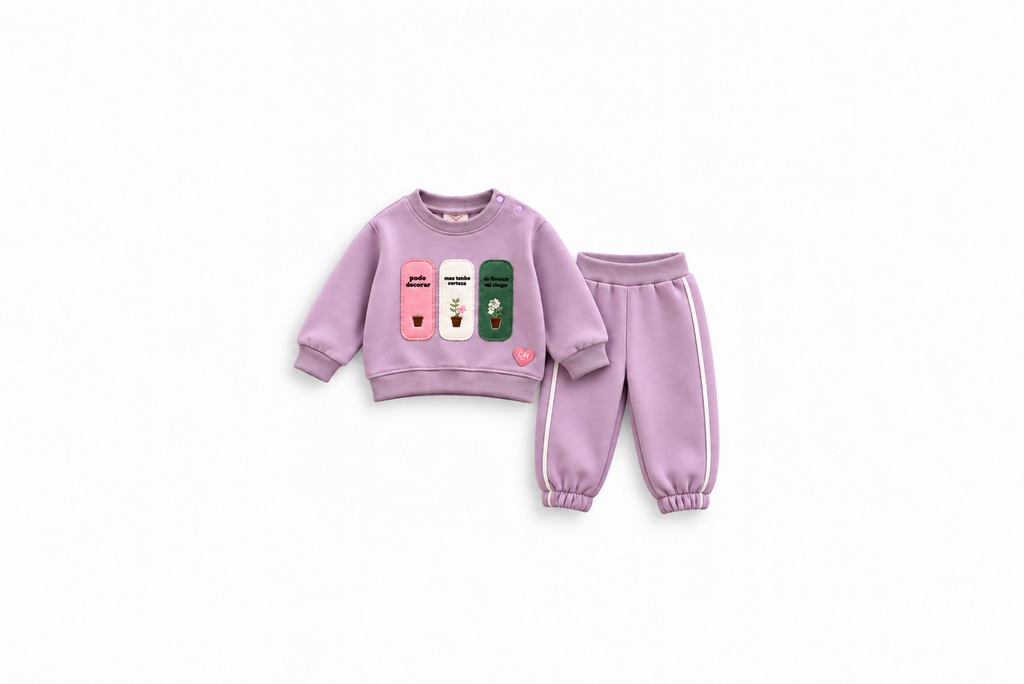 Girls' Plant Pots Sweat Set - Lilac