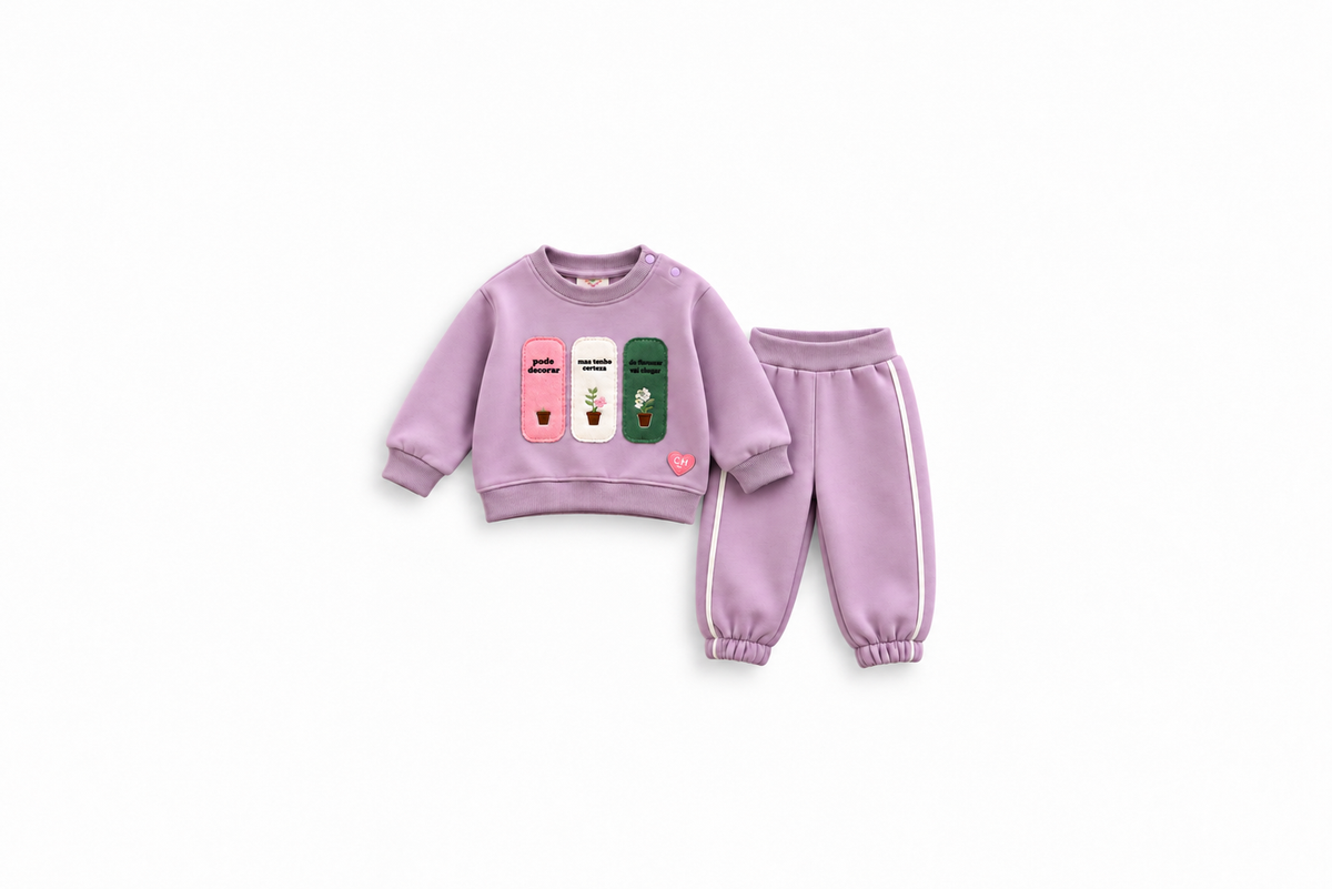 Girls' Plant Pots Sweat Set - Lilac