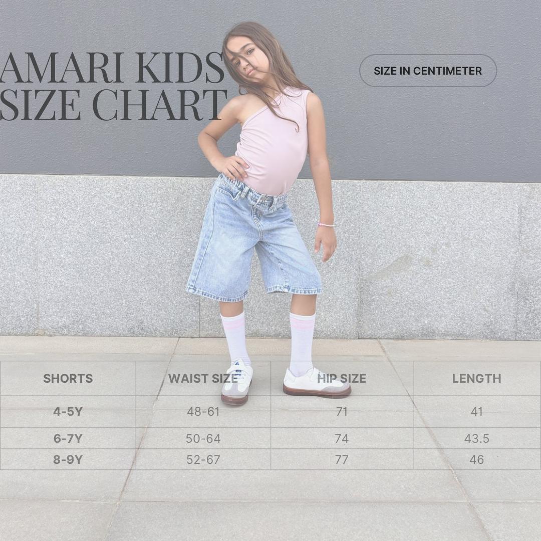 Girls Casual Light Blue Wide-Leg Denim Shorts