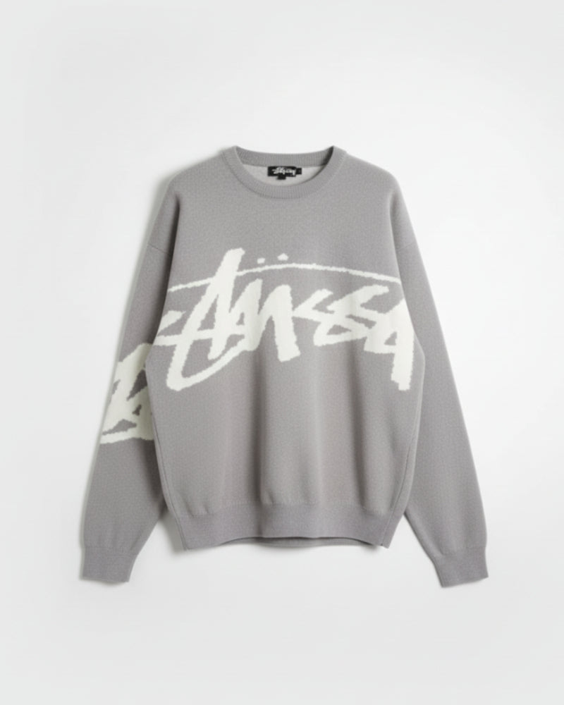 Oversized  Crew  Neck  Graphic  Knit Sweater