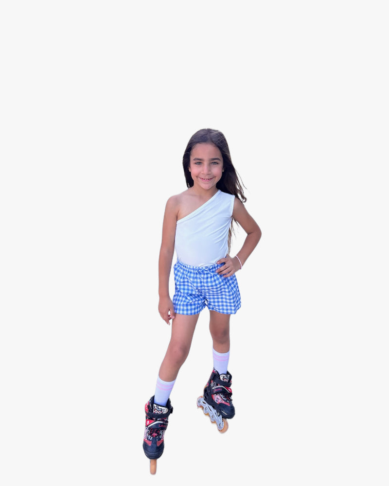 Kids Blue Plaid Casual Summer Shorts