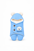 Smurfs Bear Face Knitted Baby Swaddle Wrap - Blue