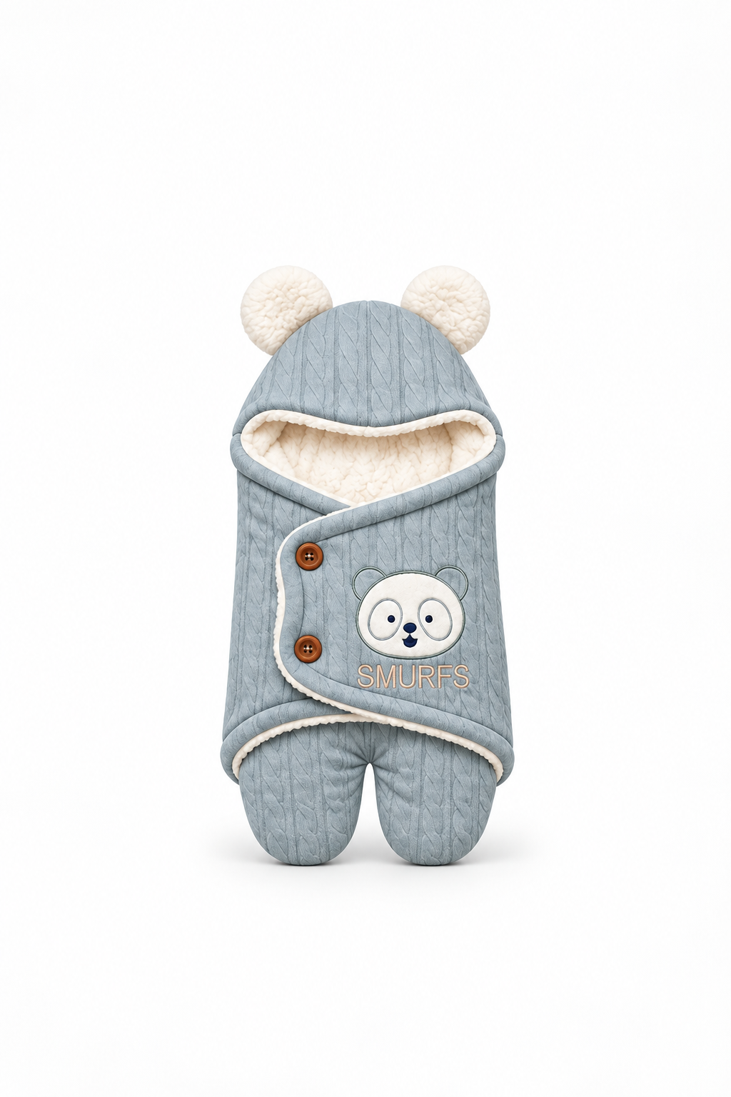 Smurfs Bear Face Knitted Baby Swaddle Wrap - Gray