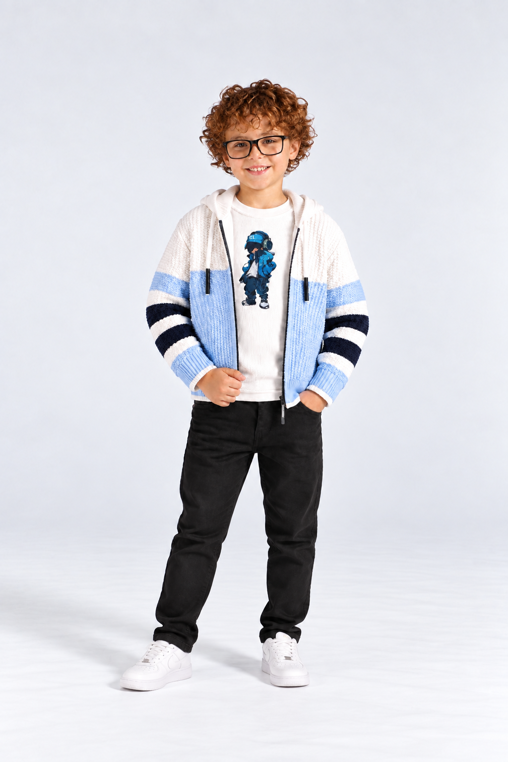 Boys' Knit Hooded Jacket with T-Shirt