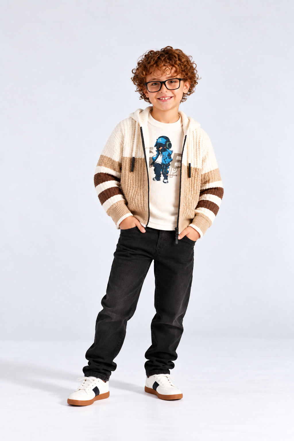 Boys' Knit Hooded Jacket with T-Shirt