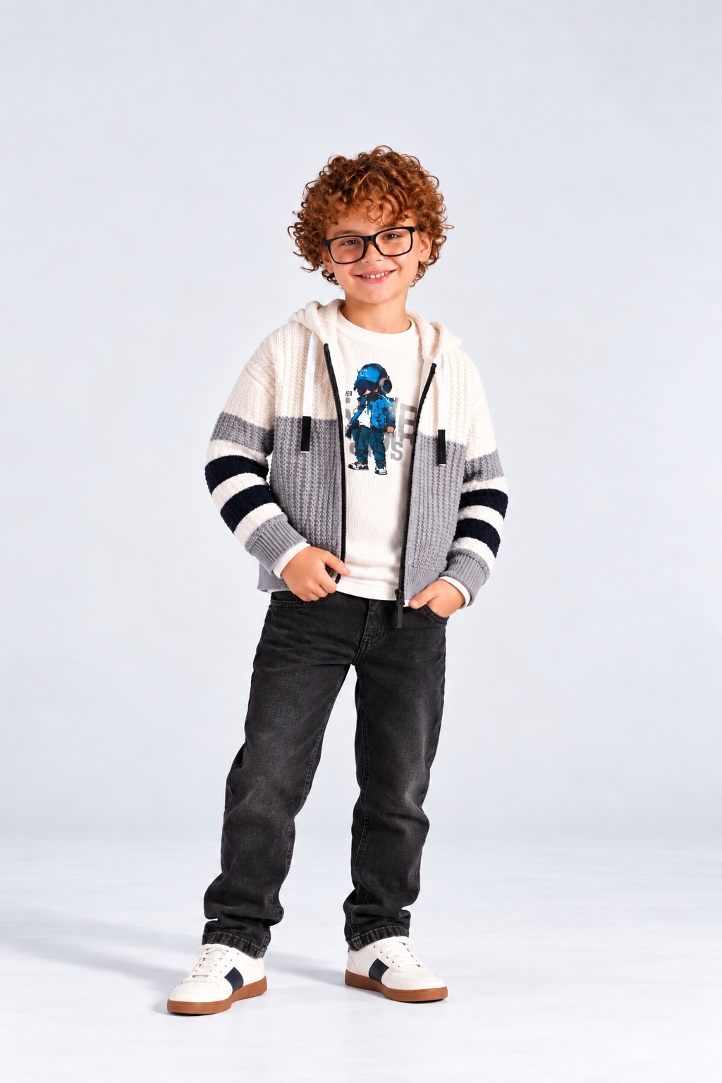 Boys' Knit Hooded Jacket with T-Shirt