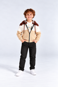 Boys' Colour-Block Knit Hooded Jacket with T-Shirt