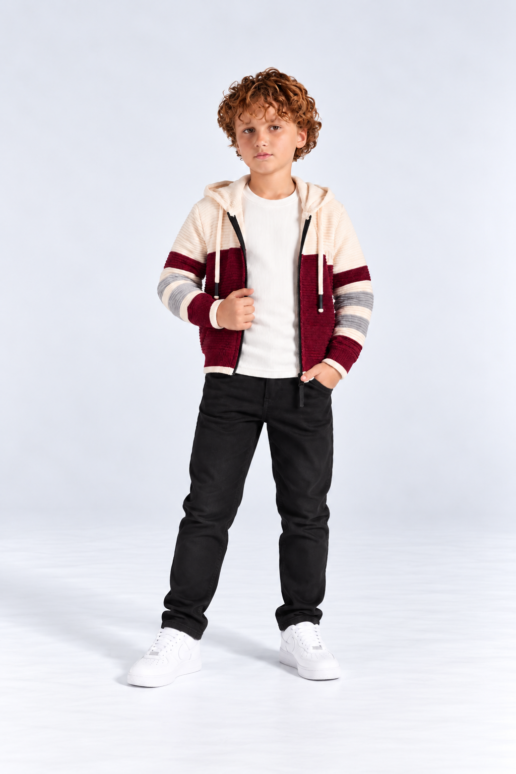 Boys' Velour Hooded Jacket with T-Shirt