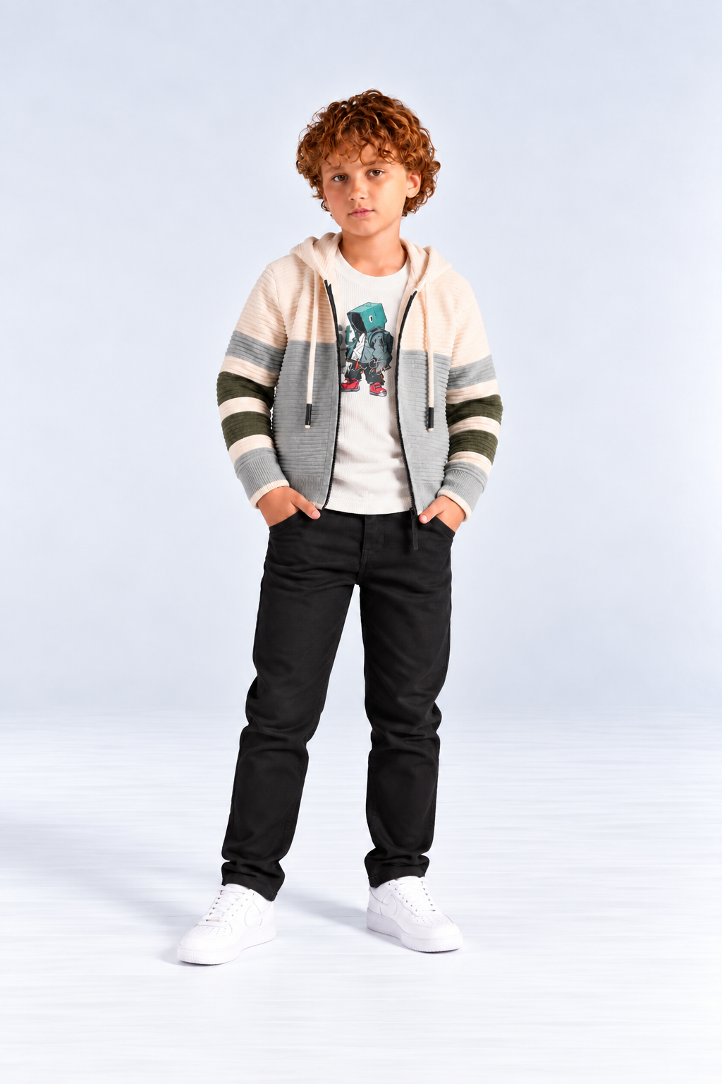 Boys' Velour Hooded Jacket with T-Shirt