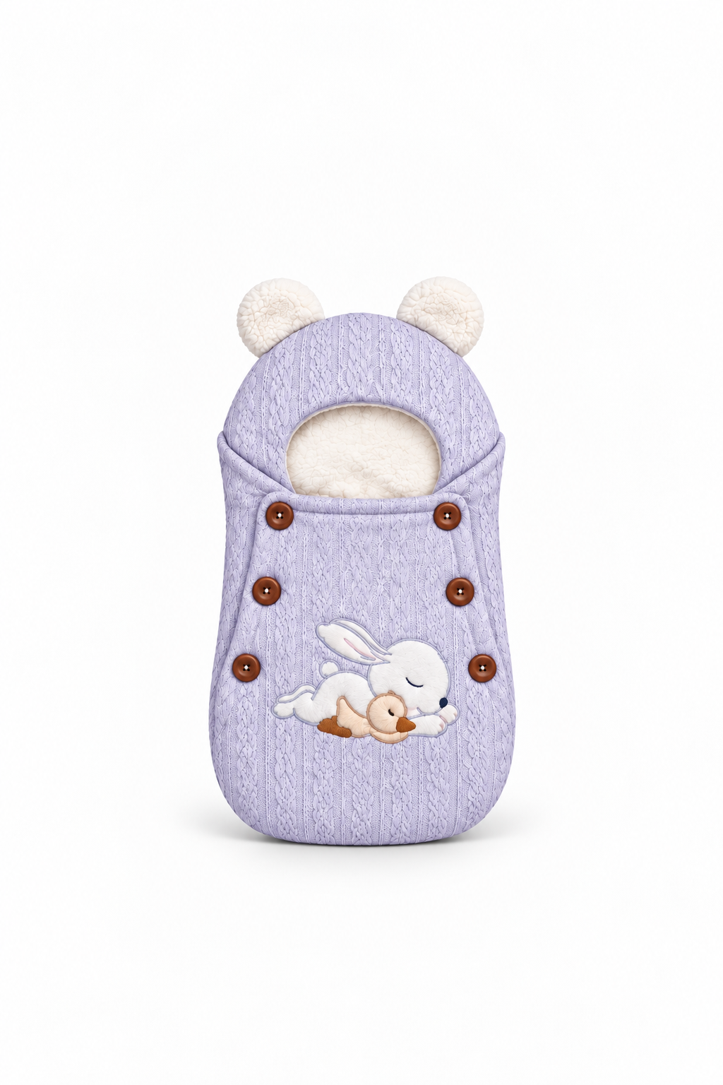 Smurfs Sleeping Bunny Knitted Baby Sleeping Bag - Lavender