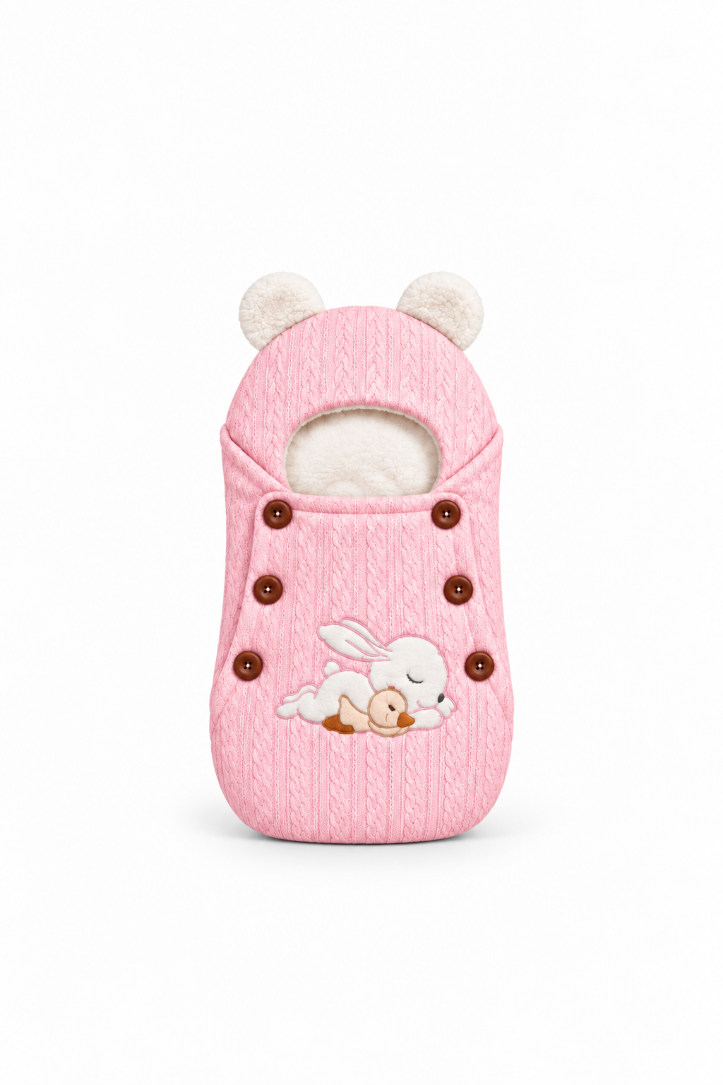 Smurfs Sleeping Bunny Knitted Baby Sleeping Bag - Pink
