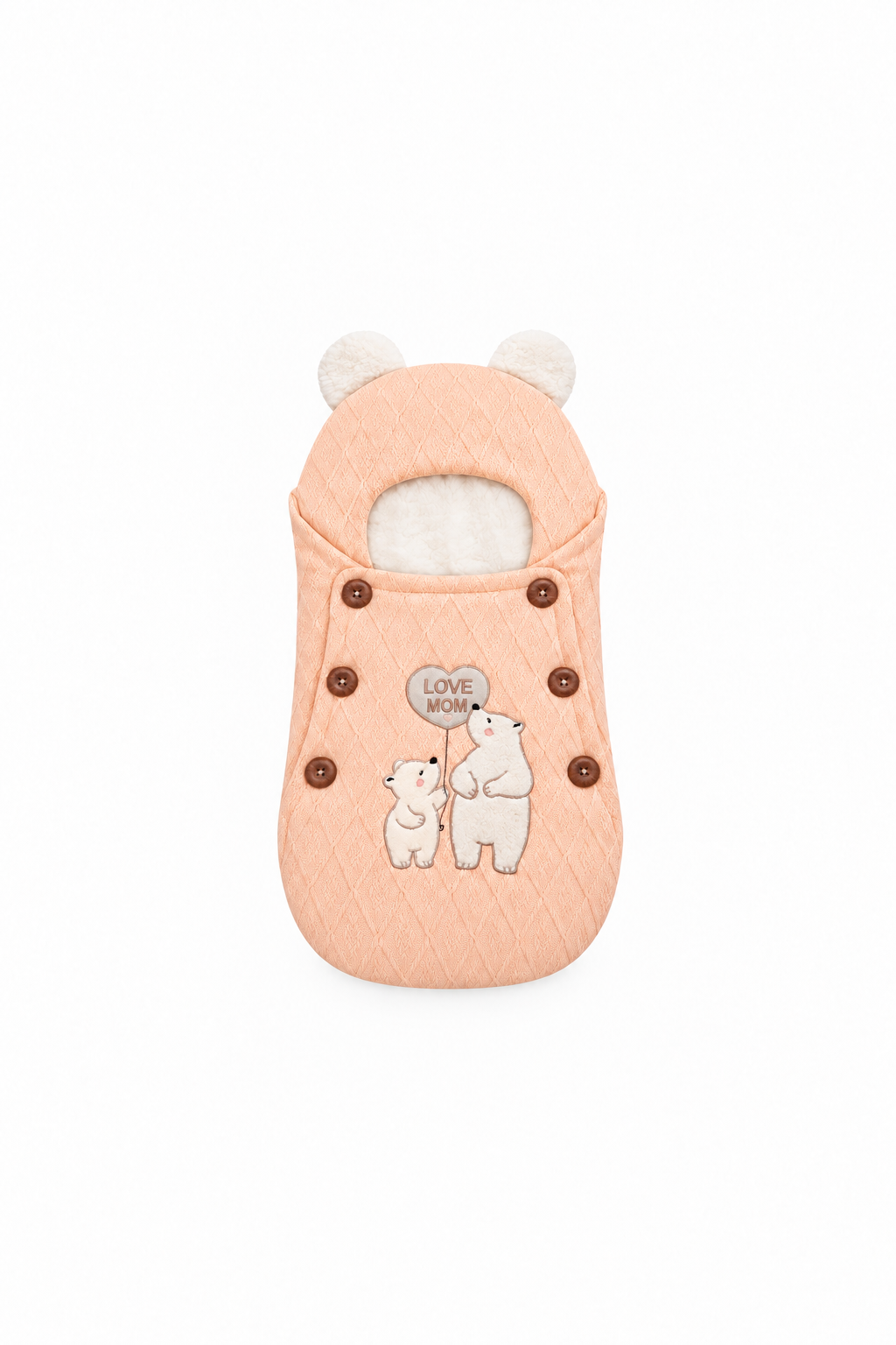 Smurfs Love Mom Knitted Baby Sleeping Bag - Peach