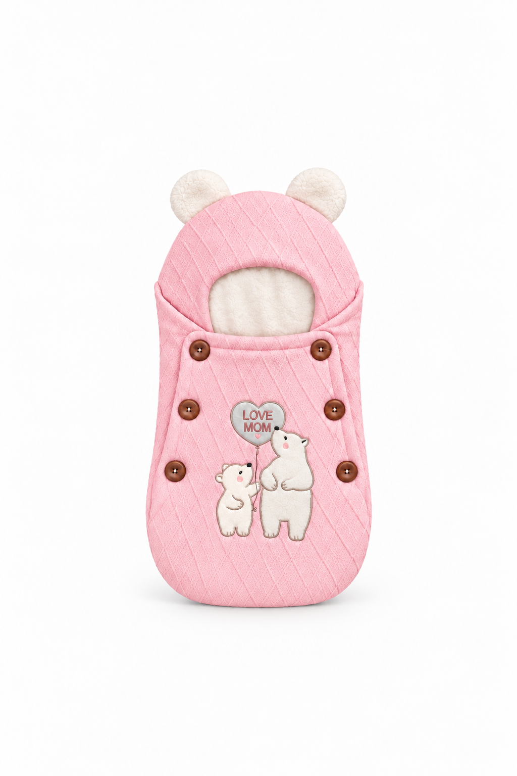 Smurfs Love Mom Knitted Baby Sleeping Bag - Pink