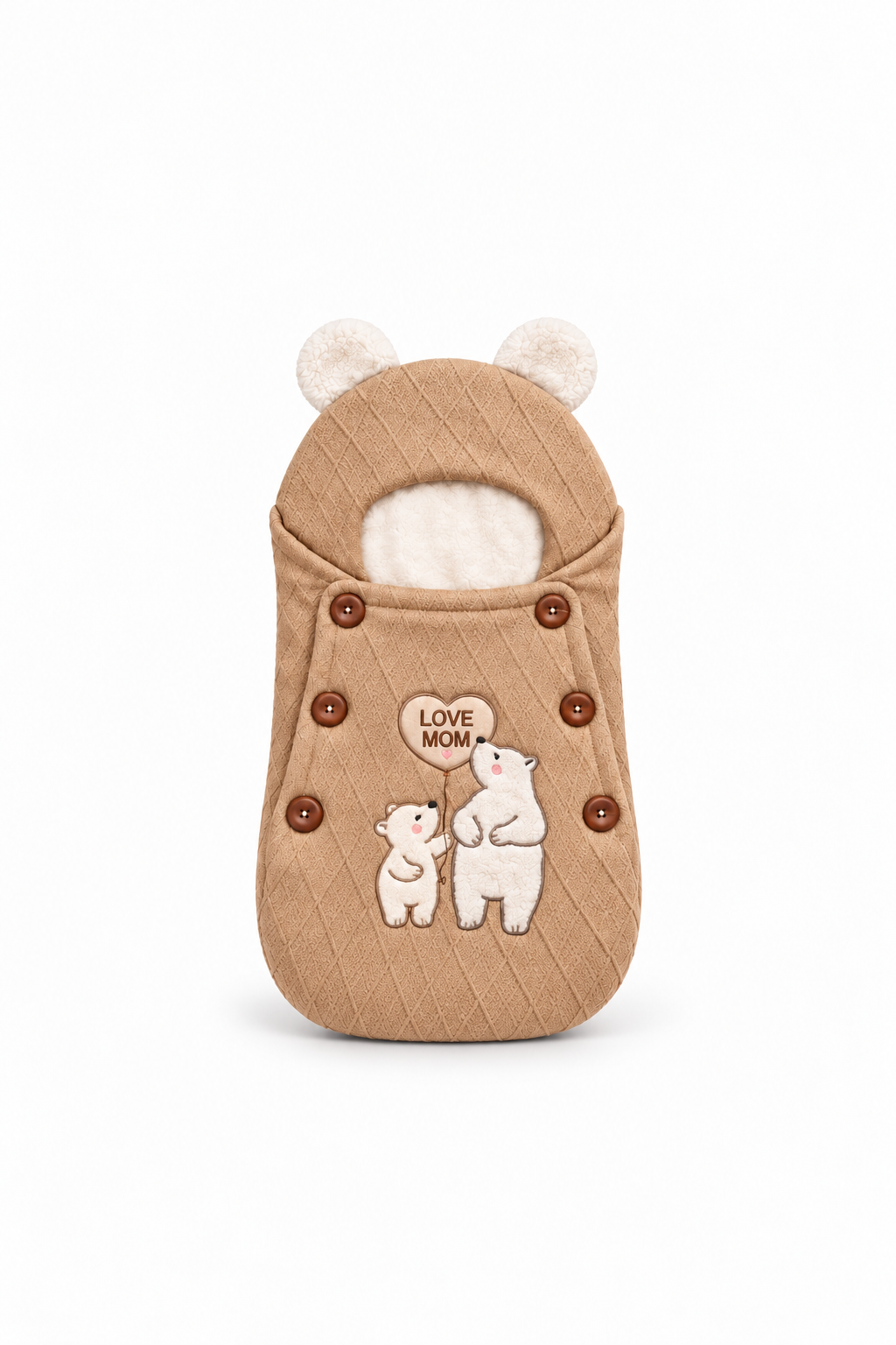 Smurfs Love Mom Knitted Baby Sleeping Bag - Camel