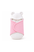 Smurfs Two-Tone Hooded Swaddle Wrap with Bear Ears - Pink