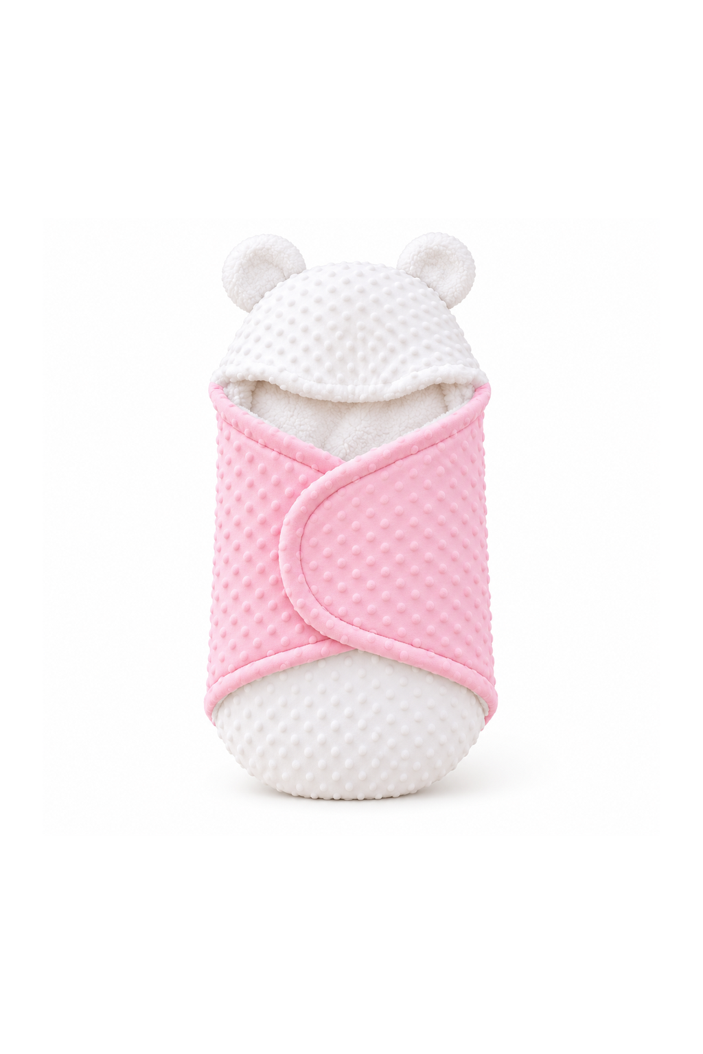 Smurfs Two-Tone Hooded Swaddle Wrap with Bear Ears - Pink