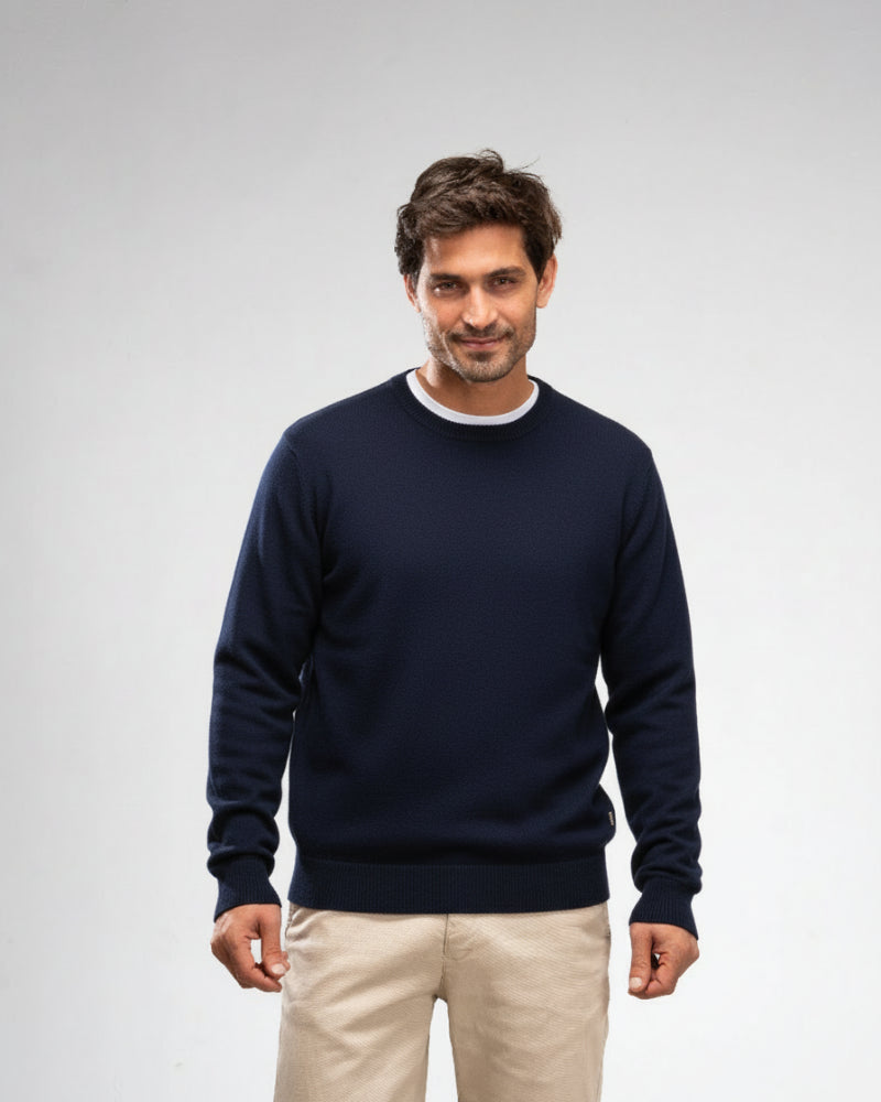 Pique Knit Crew Neck Sweater