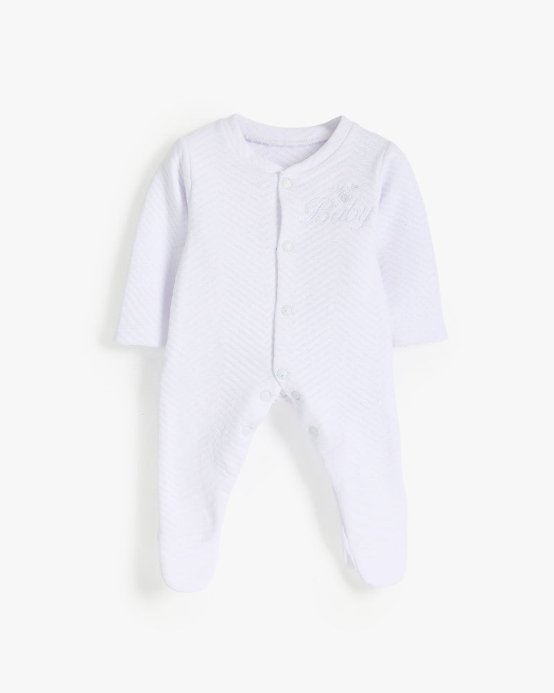 White Unisex Baby Gift Set – 5-Piece Soft Cotton Layette Box (Crown & "Baby" Embroidery)
