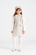 Girls' Flannel Pinafore Dress - Off White