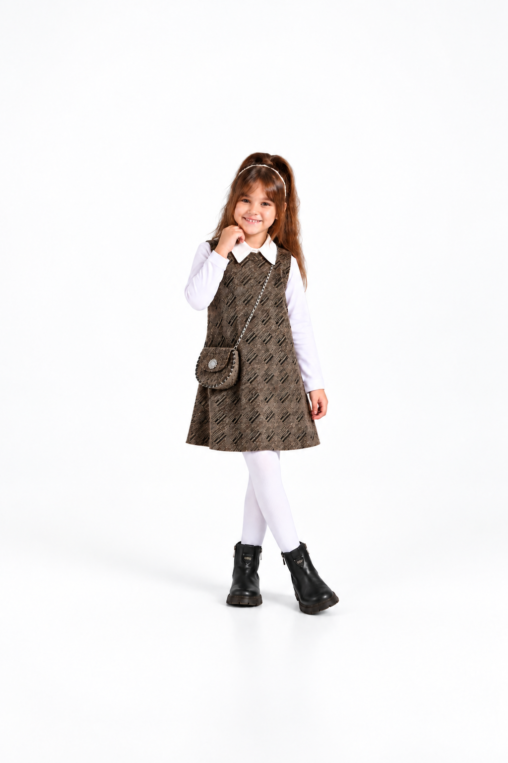 Girls' Velour Pinafore Dress