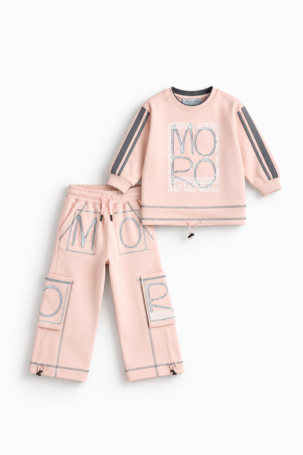 Girls' Moro Print Cargo Set - Blush
